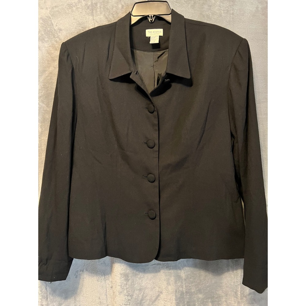 The Avenue Collection 18 Black Blazer Jacket Lined Button Front‎ Plus Vintage